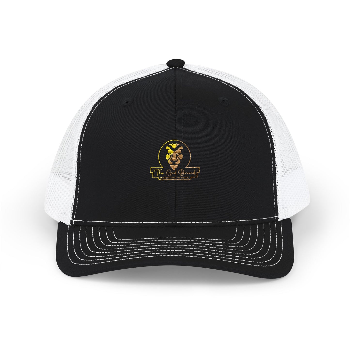 Lion Patch Trucker Cap - Vintage Gold Embroidered Snapback