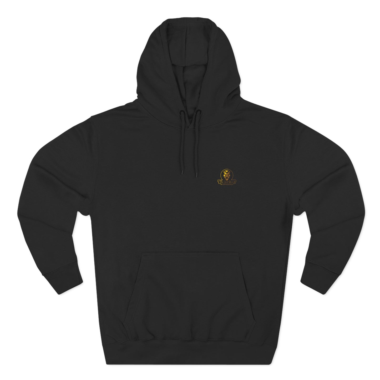 Minimal Gold Emblem Hoodie — White Fleece Pullover
