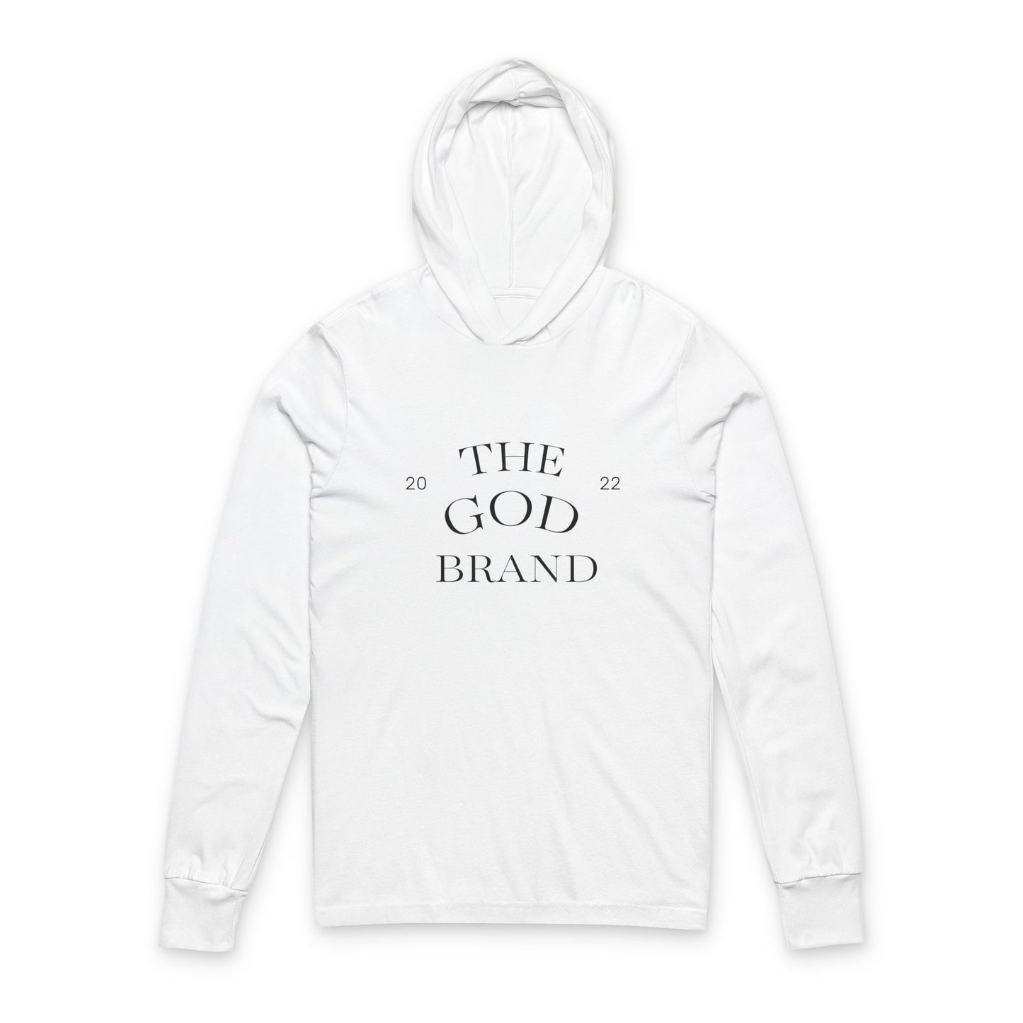 The God Brand Hooded Long-Sleeve Tee — Minimal Christian Faith Hoodie Tee