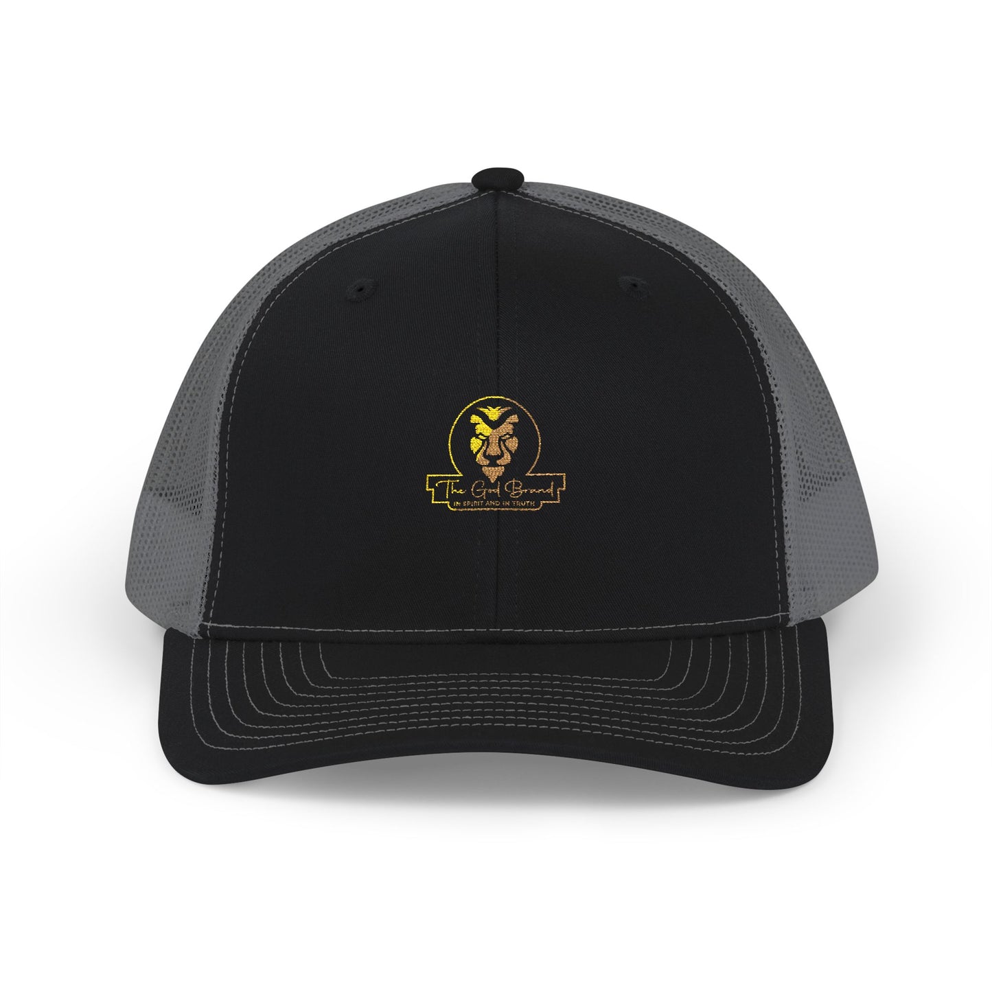 Lion Patch Trucker Cap - Vintage Gold Embroidered Snapback