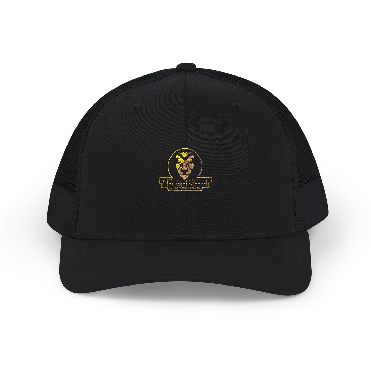 Lion Patch Trucker Cap - Vintage Gold Embroidered Snapback