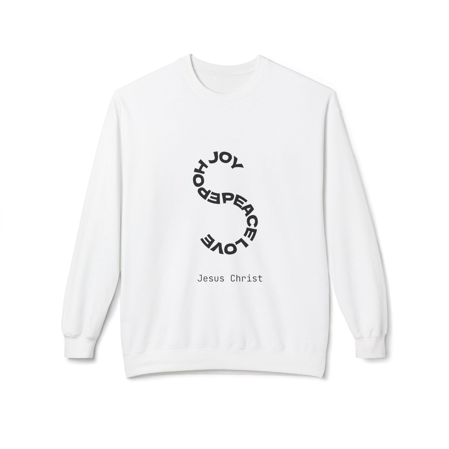 Christian Crewneck Sweatshirt — Joy Peace Love Holy (Jesus Christ)