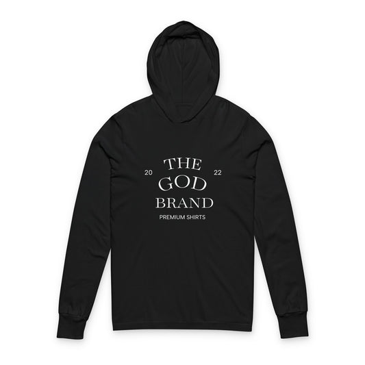 The God Brand Hooded Long-Sleeve Tee — Minimal Christian Faith Hoodie Tee