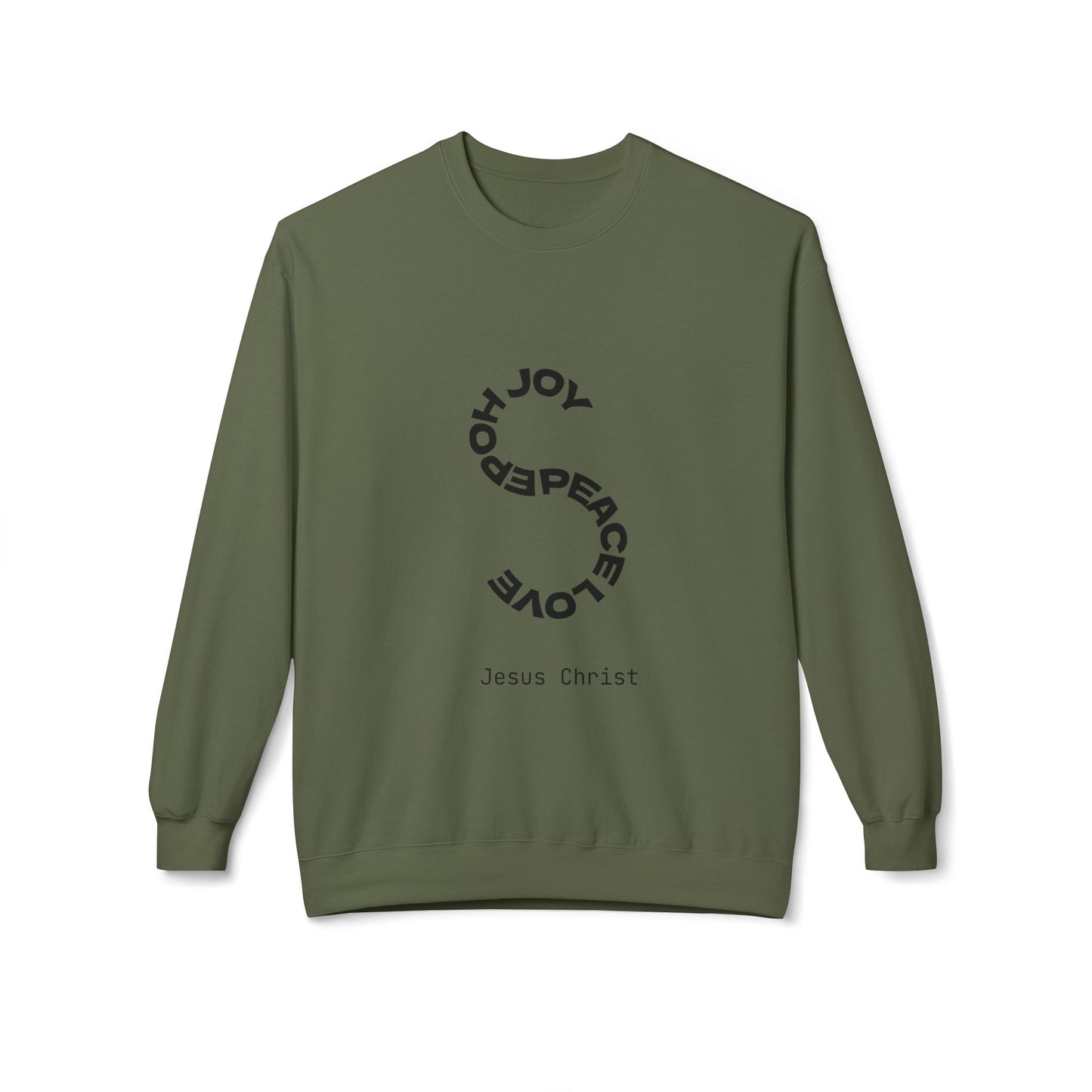Christian Crewneck Sweatshirt — Joy Peace Love Holy (Jesus Christ)